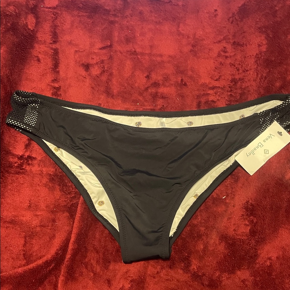Vera Bradley Black Bikini Bottom with Mesh Accent